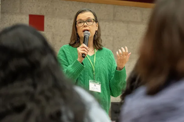 Author addressing the room